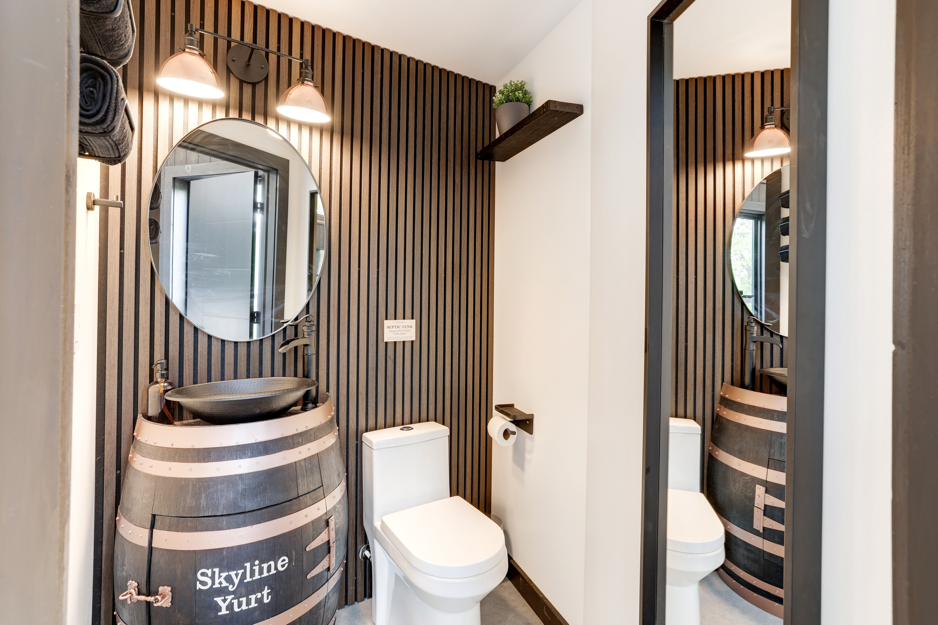 <span  class="uc_style_uc_tiles_grid_image_elementor_uc_items_attribute_title" style="color:#ffffff;">Cozy Modern Second Bathroom, Half-Barrel Sink, Large Mirror, and Towels - Mount Snow Yurt</span>